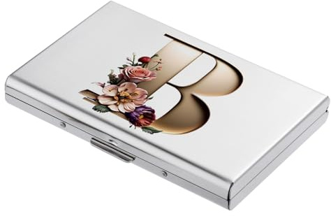 BONSYL® Porte Cartes de Crédit, Portefeuille Fin en Métal avec Blocage RFID, Design Tendance et Motifs Artistiques, pour Homme et Femme. (6 Cartes/Argent/B)