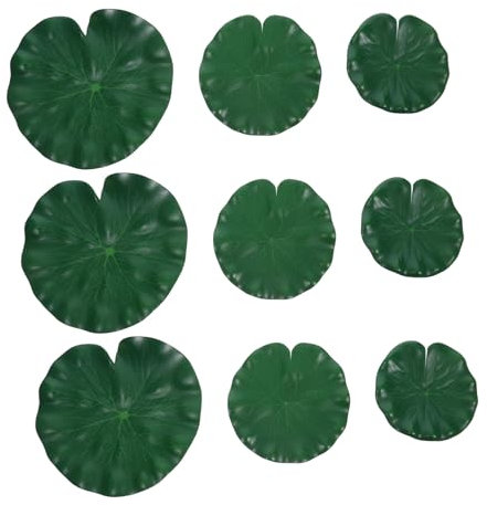 INOOMP 9pièces Nénuphars Artificiels Flottants Mousse Décoration Réaliste Pour Étangs Et Jardins Vertes Pour Bassins Eau Et Piscines Extérieures