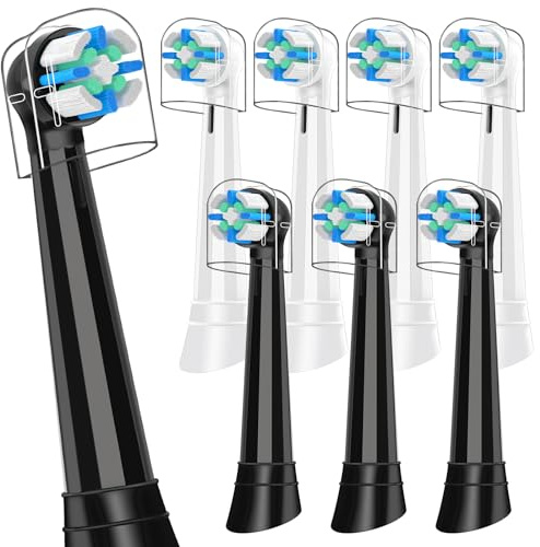 Recambio Cepillos Compatible con Oral B IO 2/3/4/5/6/7/8/9/10 Cepillos Eléctrico, Cabezales Compatible con Oral B IO Para el Cuidado de las Encías y la Limpieza Dental (8 Negro/Blanco)