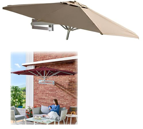 Sombrilla voladiza de pared para exteriores, parasol ajustable de 8 varillas para patio, balcón, jardín y patio, protección UV duradera, elegante solución de sombra para exteriores