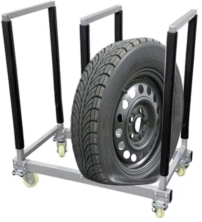 DHXIAMZ Tire Storage Rack,Movable Tire Storage Rack on Wheels, Heavy Duty Metal Multi-Tire Rack/Half Tire Mount Holder, with Anti-Slip Foam, for Garage Storage, Load 220lbs