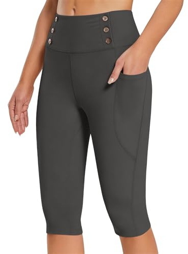 Leggings för kvinnor, UK-knälängd, capri, leggings med fickor, hög midja, icke genomskinliga, capri, yogabyxor, rumplyft, casual, stretchiga byxor, fjäril, mjuka träning, gymleggings, tights