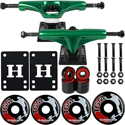 Core Green Skateboard Trucks, Wheels, ABEC 5 Bearings