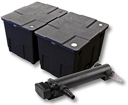 SunSun Komplettset: CBF-350B Teichfilter bis 60000 L Teichfilteranlage als Durchlauffilter, CUV-324 Teichklärer UVC Klärer mit 24 Watt UV-C Leistung