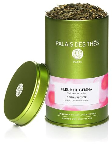 Palais des Thés, FLEUR DE GEISHA, Thé Vert Parfumé, Mélange Floral et Fruité, Parfum Doux et Gourmand, Boite Métal 100g