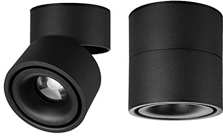 Vrnzau LED Ceiling Spotlight - Wall Light 360°Adjustable Ceiling Downlight 10W COB Lighting LED Wall Lamp or Spot Light Cool White 6000K / Warm White 3000K (Black, 6000K(Cold White))