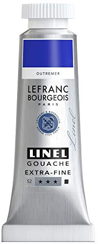 Lefranc Bourgeois 301185 Linel Gouache - Acquerelli extra fini e lisci con massima intensità di colore, luminosità per un'applicazione senza striature, tubo da 14 ml - Blu Oltremare Chiaro