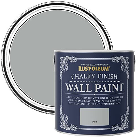 Rust-Oleum Light Grey Wall and Ceiling Paint in a Chalky Matt Finish - Dove 2.5L