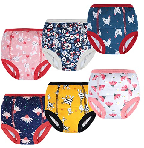 MOEMOE BABY Töpfchen Trainingshose Baby, 6 Stück Trainerhosen Kleinkinder Lernwindel Unterwäsche, Waschbare Töpfchentrainingshose Mädchen Jungen 6 Jahre, Rosa
