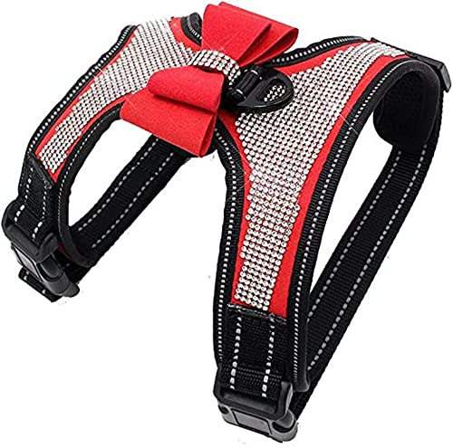 Harnais pour chien avec strass réfléchissants, joli harnais pour chien, sangle de poitrine réfléchissante avec nœud brillant