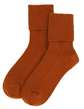 iMongol 100% Pure Cashmere Women Ladies Men Sleep Bed Socks, Seamless Toes Sewed by Hand (US 5-10, Caramell)