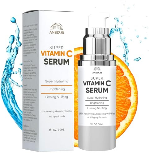 Super Vitamin C Serum for Women Over 70: Vitamin C Face Serum, Niacinamide, Bakuchiol, Hyaluronic Acid, Hydrating, Lifting, Reduces Aging Spots and Wrinkles - Korean Skin Care, 1 fl oz
