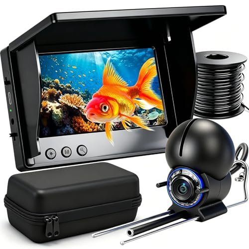 Fishing Camera, 220° Ultra-Wide 1080P HD Underwater Fishing Camera with 4.3 LCD & IR Night Vision, 50ft Cable for Ice Lake Boat Kayak Fishing (Black)