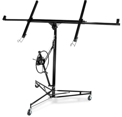 Drywall Lift 22FT Heavy Duty, 150lb Capacity Sheetrock Hoist with Telescopic Arm & Locking Wheels, Steel Panel Lifter for Ceiling Installation, One-Person Drywall Tool for Construction, Remodeling