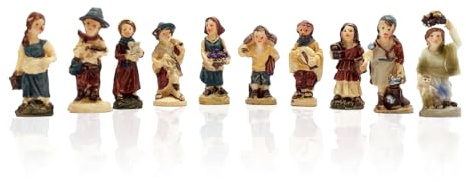 Gesar art in progress GS-028 10 Pezzi Pastori per Presepe 3.5cm Multicolore Resina Moderni Personaggi Dipinti a Mano Natale