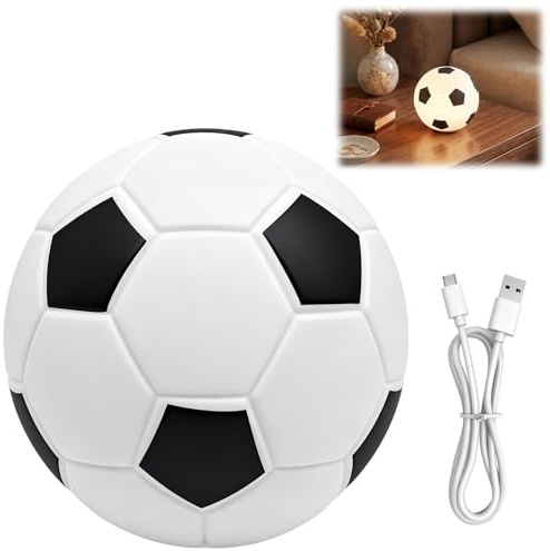 TaimeiMao Lampada Calcio Bambino, Lampada da Comodino Ricaricabile, Luce Notturna in Silicone, Controllo Touch, Morbida Touch, Illuminazione d'Atmosfera per la Decorazione della Casa