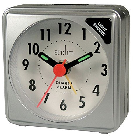 Acctim Ingot Travel Alarm Clock, Silver, Mini