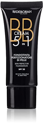 Deborah Milano - BB Cream Fondotinta Viso 5 in 1, 01 Fair, Effetto Antiossidante, Minimizza le Imperfezioni e Dona una Pelle Levigata e Nutrita, 30 ml