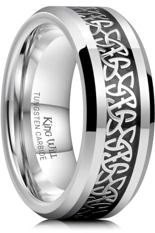 King Will Celtic Knot Tungsten Carbide Ring 8mm Wedding Band for Men Engagement Ring Comfort Fit 10