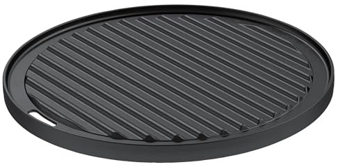 RÖSLE Vario Grillplatta, högkvalitativ gjutjärnsgrillplatta för kött och små grillbitar, grillbranding, platta kan användas på båda sidor, 30 cm, svart