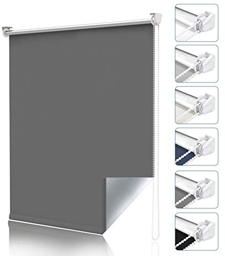 Magiea Store Occultant sans Perçage, Store Enrouleur Opaque Thermique Isolant, Protection Solaire pour Fenêtre et Porte, 45l x 170L cm (Largeur du Tissu 40 cm), Gris Foncé