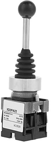 Regun Joystick Schalter, 2-Positionen Momentan 2NO Monolever für Schalttafeleinbau mit Federrückstellung (0-380V AC / 0-220V DC) Schwarz