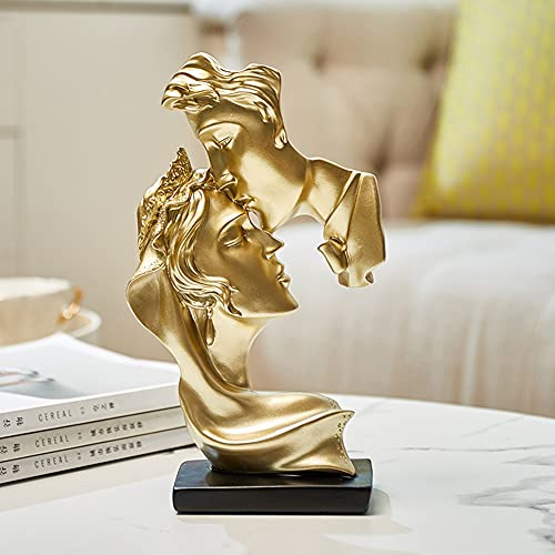 NORHOR Coppia statua creativa bacio scultura arte astratta coppia scultura arredamento casa statua resina decorazione romantica utilizzata per la decorazione della casa, matrimonio, regalo (oro)