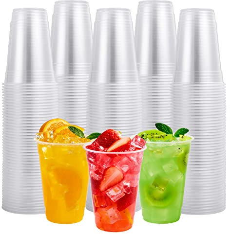FOCUSLINE 300pack 16 oz Clear Plastic Cups Disposable, Plastic Clear Cups disposable, DrinkIng Cup for Water, Juice, Soda, Ice Coffee