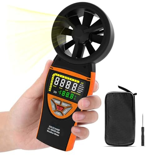 Digitales Anemometer, handlicher Windmessgerät, Windmesser Geschwindigkeitsanemometer zur Temperatur, Luftfeuchtigkeit, Luftdruck und Höhe für Drohnen und Klimaanlagen