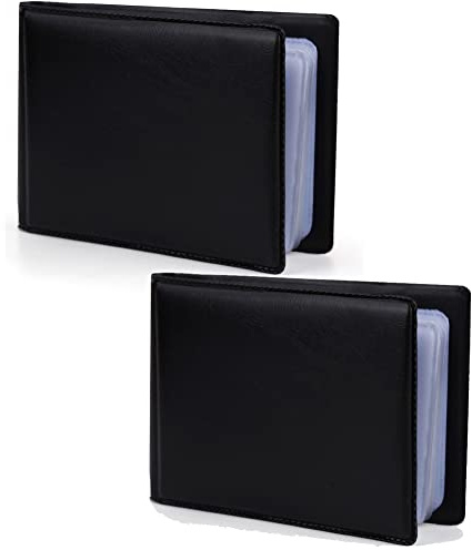 2Pcs PU leather Business Card Book Holder Professional Name Card Credit Cards Holder Portable Business Card Binder File Sleeve Storage Card Organizer for Men and Women, 40 Cards Capacity per Book