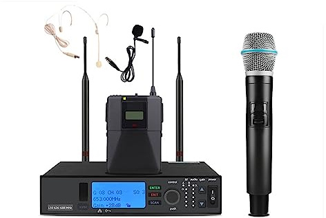 EBAYTV Kit Scheda Audio, Set completo BETA87A Auricolare Lavalier microfonico wireless professionale Microfono digitale for performance sul palco(Full set 800-820MHz)