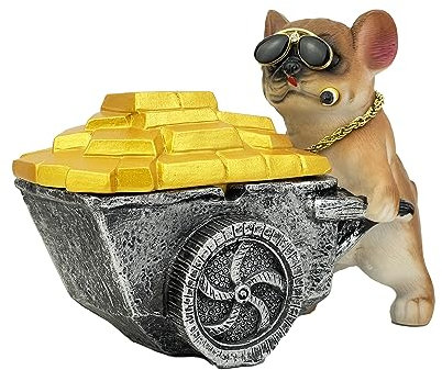 Ashtray with Lid, posacenere divertente – Posacenere con coperchio, posacenere per esterni, in resina, per interni ed esterni, posacenere antivento (giallo-marrone)