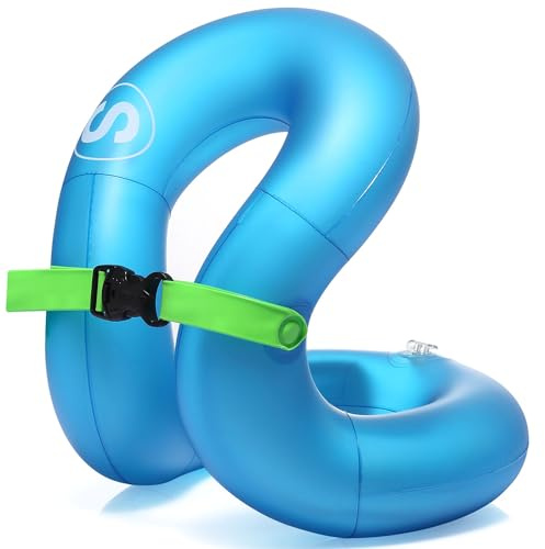 STLOVe Swim Vest for Adults, Buoyancy Aid Inflatable Swim Jacket for 120-220 lbs Teen or Adult, Portable Floation with Dual Air Chamber & Safety Buckle, Blue