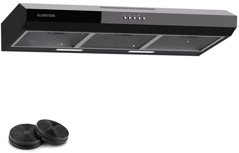 Klarstein Extractor Hood 90 cm, Exhaust Extractor Hood with Dishwasher-Safe Aluminium Filter, Quiet Extractor Hood Exhaust air, 200 m³/h air Flow, efficient Wall Hoods with LEDs & Touch Controls
