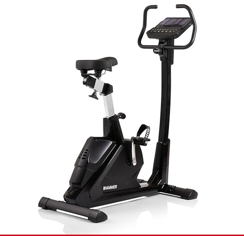HAMMER Ergometer Varon XTR II, Fitnessbike, Heimtrainer für Zuhause mit tiefem Einstieg, XL-Display, 16 Trainingsprogramme, Bluetooth Anbindung, kompatibel mit Kinomap & Zwift
