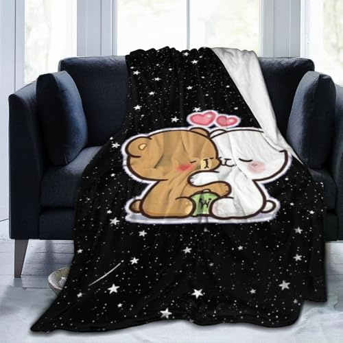 GYDJYWFRN Milk And Mocha Simpatica coperta da tiro leggera e accogliente per divano letto, in pile di flanella super morbida e calda, in microfibra, per tutte le stagioni