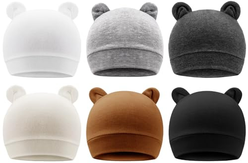 DRESHOW Bébé Bonnet Nouveau-né Bambin Doux Mignon Tricoté Chapeau pour Bébés Garçons Enfant Casquette Bonnets, 0-6 mois, 6 Pack Bear Ears: Set-7UK