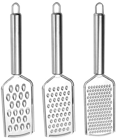 GisWell 3 Stück Reibe - Küchenreibe - Reibe Set Aus Edelstahl Mit 3 Verschiedenen Lochgrößen für Schokolade, Karotten, Ingwer