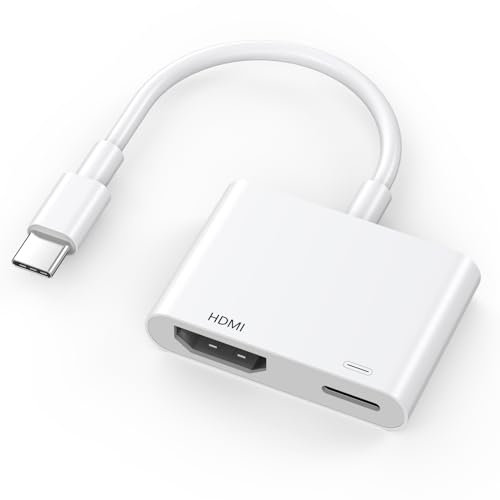 Adaptador USB C a HDMI para iPhone 16 a TV, 4K a 60Hz [certificado MFi] Adaptador tipo C a HDMI con puerto de carga rápida de 100 W para iPhone 16/16 Plus/16 Pro/16 Pro Max/15/15 Pro Max a monitor de