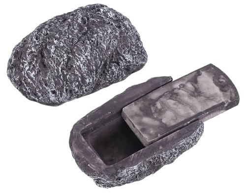 QUARKZMAN Steinattrappe Schlüsselversteck mit Geheimfach, Schwarz Weiß