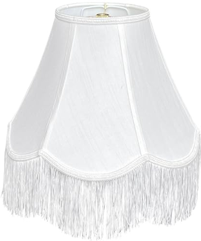 TOOTOO STAR Scalloped Lamp Shades Fringe Trim, 6x13x9.25(Spider) Bell White LampShades,Replacement Lamps Shade for Table Lamps, Floor Lamps, Easy Assembly