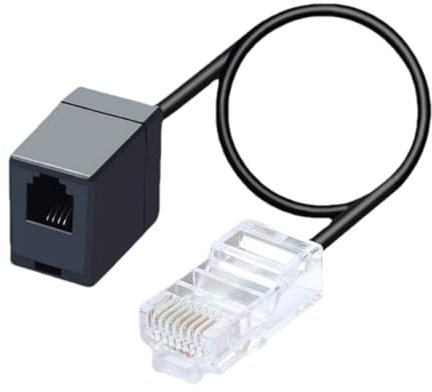 Adattatore RJ11 a RJ45 - Convertitore di linea telefonica a 2 confezioni a 2, maschio RJ45, ideale per modem DSL, telefoni fissi e fax, installazione di plug e gioco buona durabil