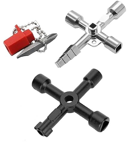 Joysuelly Clé Triangulaire Multifonction Universelle À 4 Voies, Clé En Croix, Cl-éà 4 Voies, Tête Carrée, Outil Polyvalent, Interrupteur Triangulaire, Cl-éd'armoire Électrique Portable (Argent)
