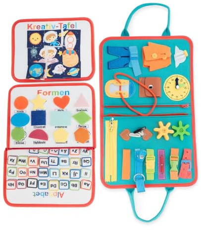 Libro tedesco Montessori – Quiet Book per bambini dai 2 anni in su, bacheca educativa con alfabeto, colori, forme e numeri