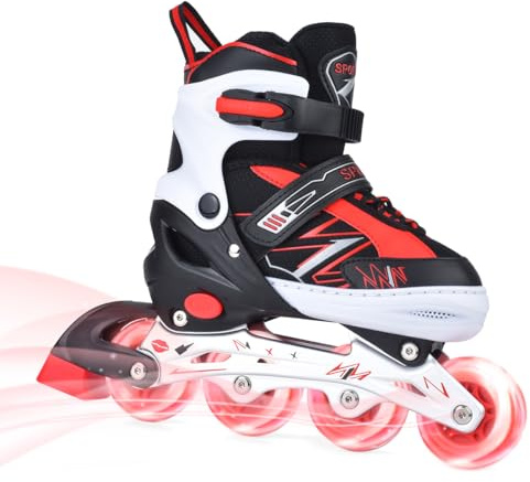 ERNAN Inline Skates, Adjustable Light up Inline Skates for Boys and Girls, Roller Skates for Youth, Beginner