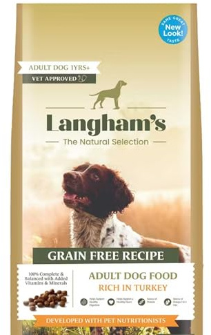 Langham's The Natural Selection Grain-Free Adult Dog Food – Sensitive Stomach, 3kg – Complete & Balanced with Vitamins, Minerals & Omega-3 (Turkey)