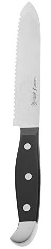 HENCKELS Statement Razor-Sharp 5-inch Serrated Utility Knife, Tomato Knife, German Engineered Informed by 100+ Years of Mastery, Black/Stainless Steel