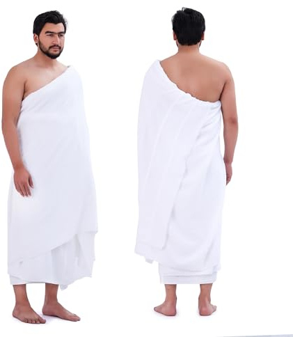 Ensemble Ihram SweetNeedle Premium en Tissu éponge pour Hommes, idéal pour Le Hajj et la Omra - sans Coutures | Léger, Confortable et Facile à Transporter | Serviettes Ehram/Ahram 100% Pur Coton