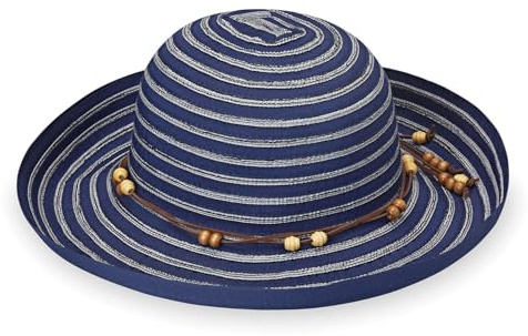 Wallaroo Women’s Breton Sun Hat (Navy) – UPF 50+ UV Sun Protection, Packable, Adjustable Fit, Medium Size, Lightweight, Versatile Style for Travel, Beach, Hiking, and Everyday Sun Protection