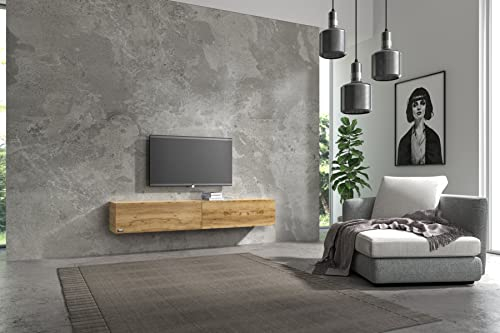 Wuun® TV Lowboard I 100cm-280cmI TV Board hängend Hängeschrank Wohnwand/Somero/Eiche